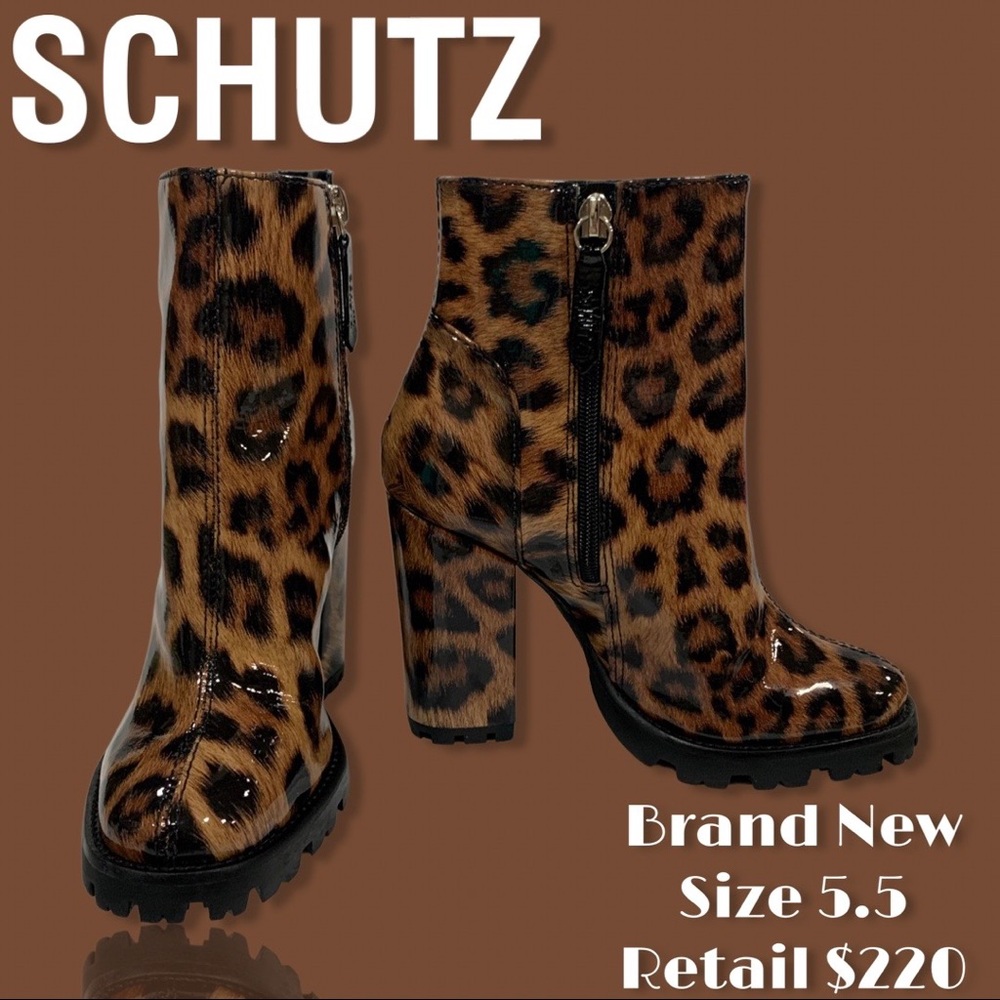 SCHUTZ
Nandy Platform Bootie In Natural Leopard Patent Leather